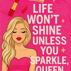 Pink Graphic Poster with Blonde Woman